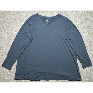 Belle by Kim Gravel Shirt Womens 2X Blue TripleLuxe Knit Crossover V-Neck Tunic